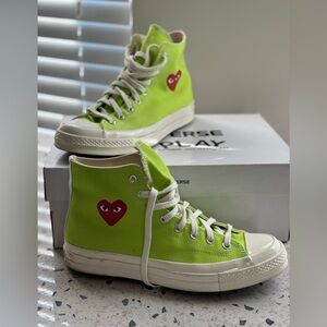 Comme des Garcon PLAY lime green sneakers